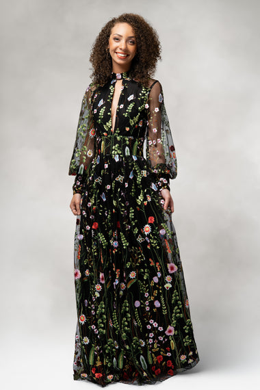 Persephone- Garden Embroidered Floral Gown