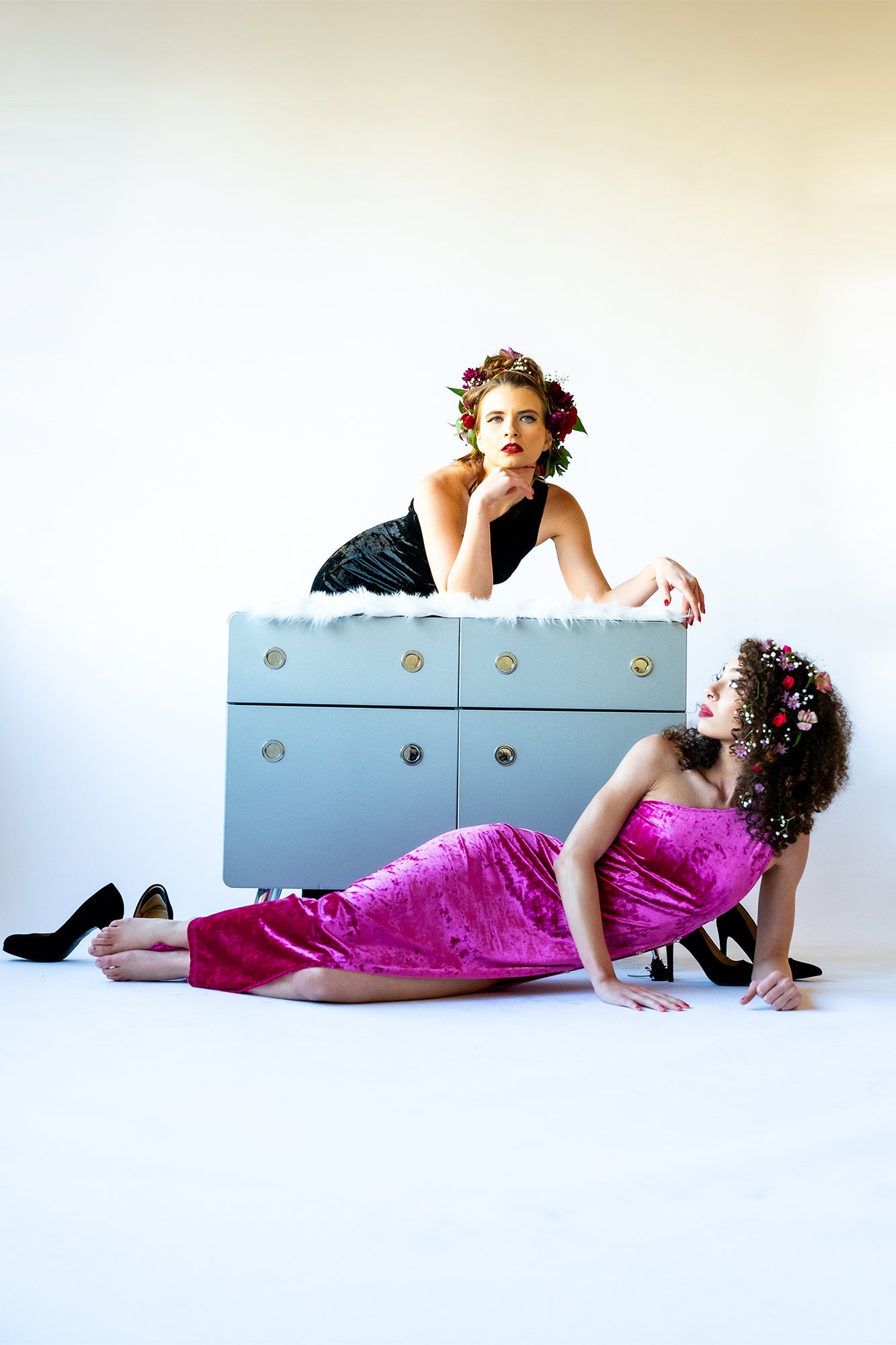 Saphira – One Shoulder Slit Dress in Velvet