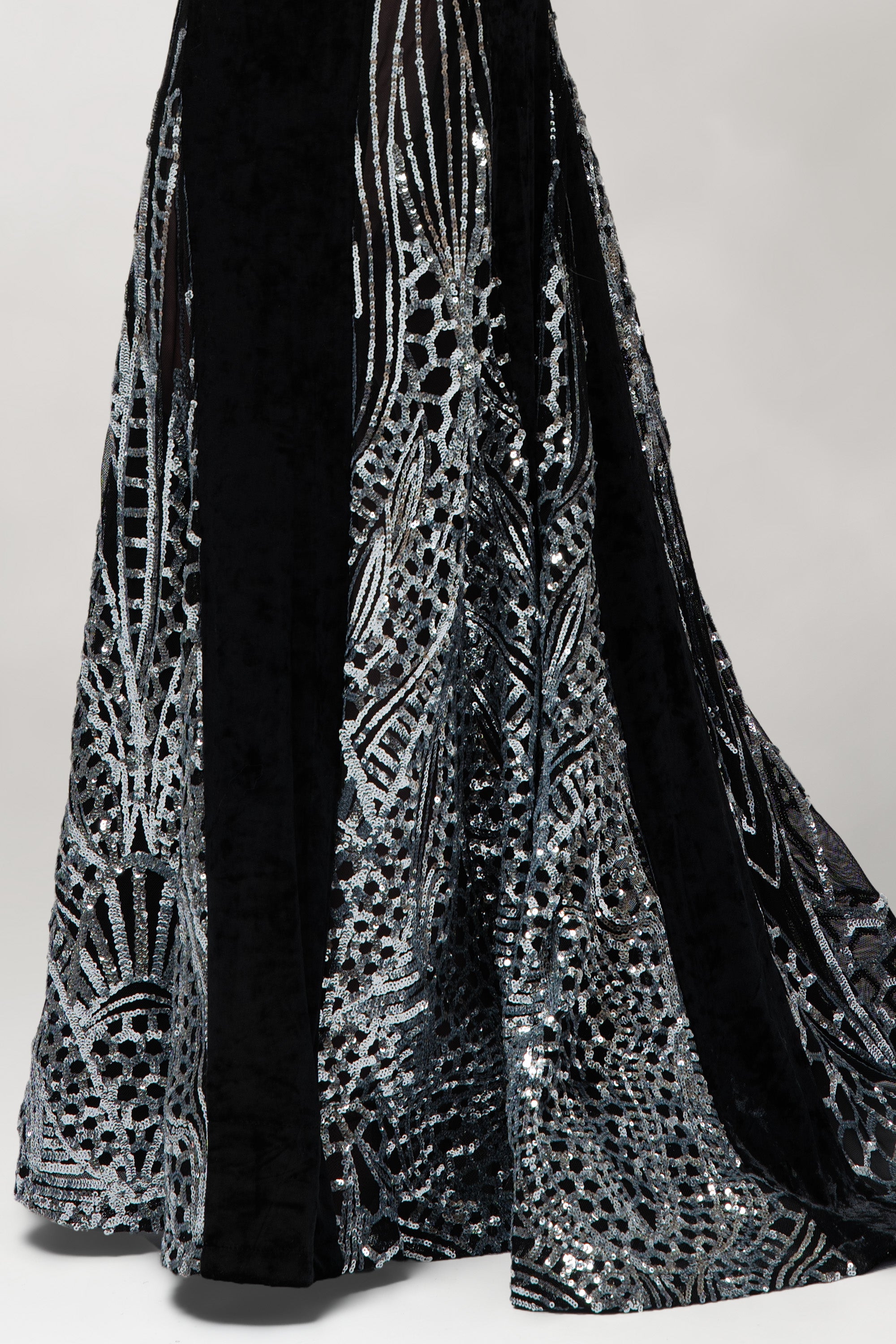 Altaira – One Shoulder Gown with Sequin Godet