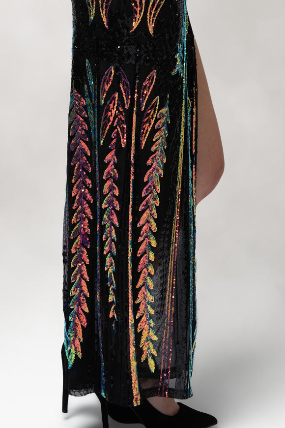 Cypress- One Shoulder Slit Dress in Sequin