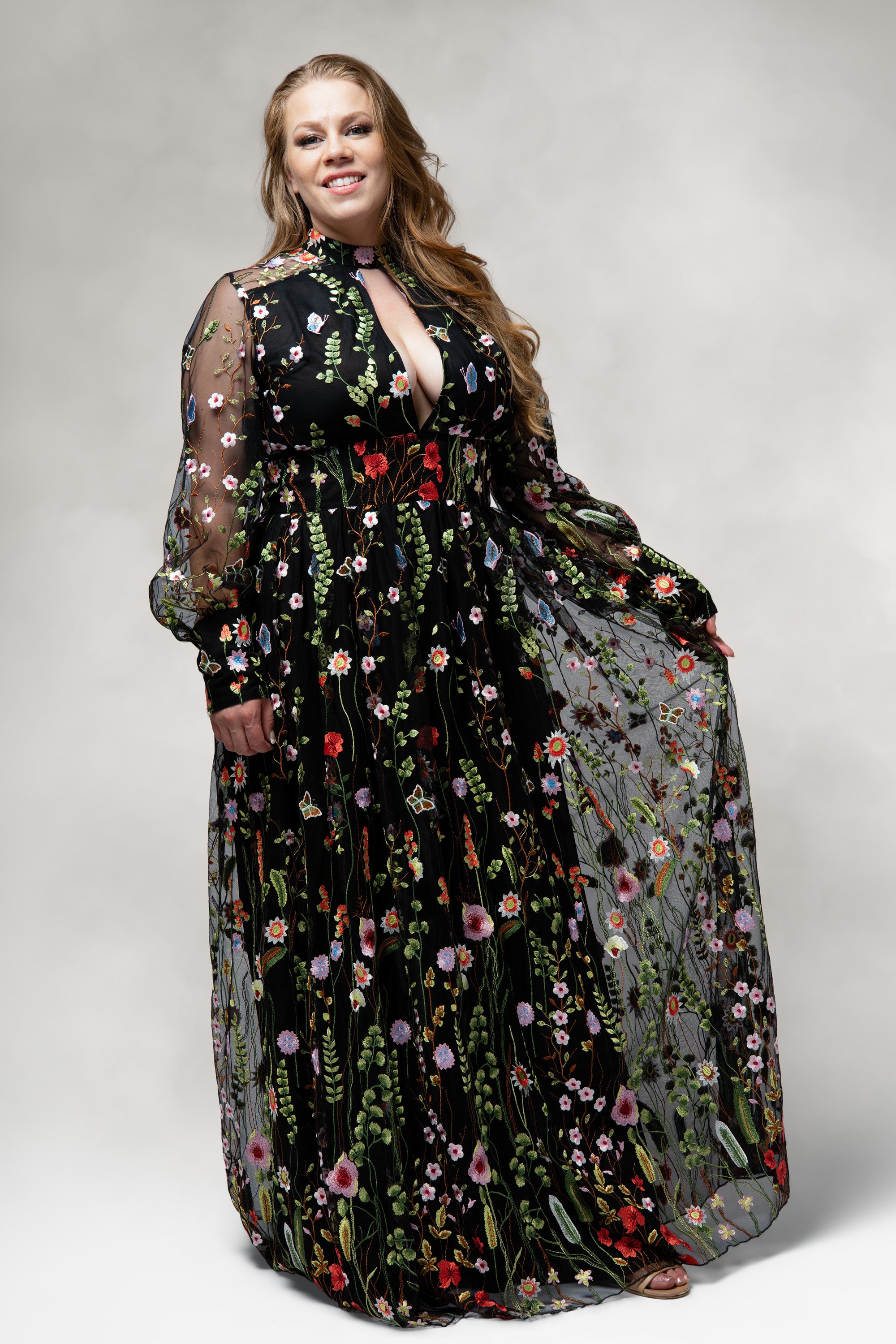 Persephone- Garden Embroidered Floral Gown