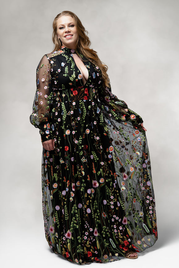 Persephone – Garden Embroidered Floral Gown