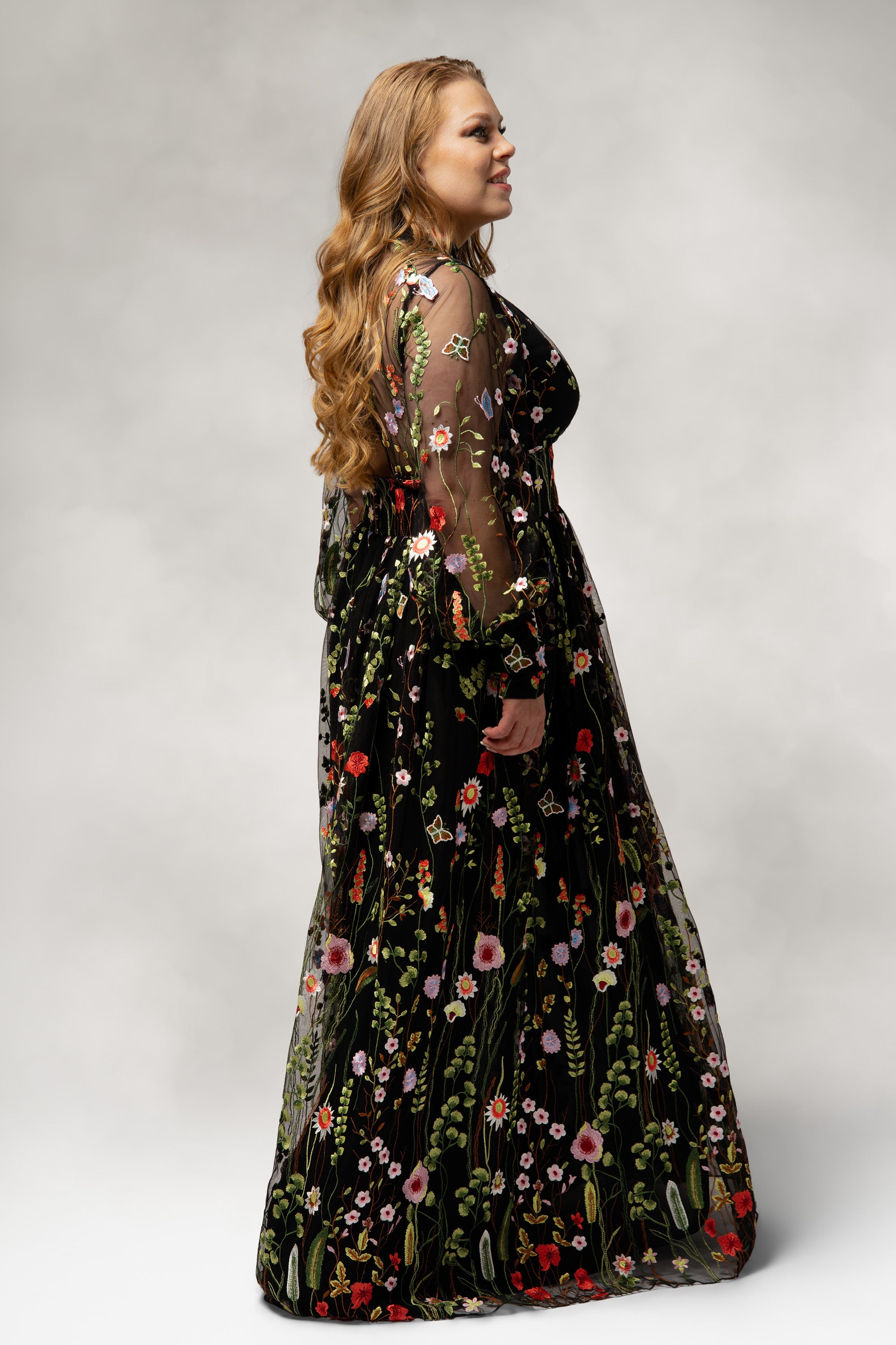 Persephone- Garden Embroidered Floral Gown