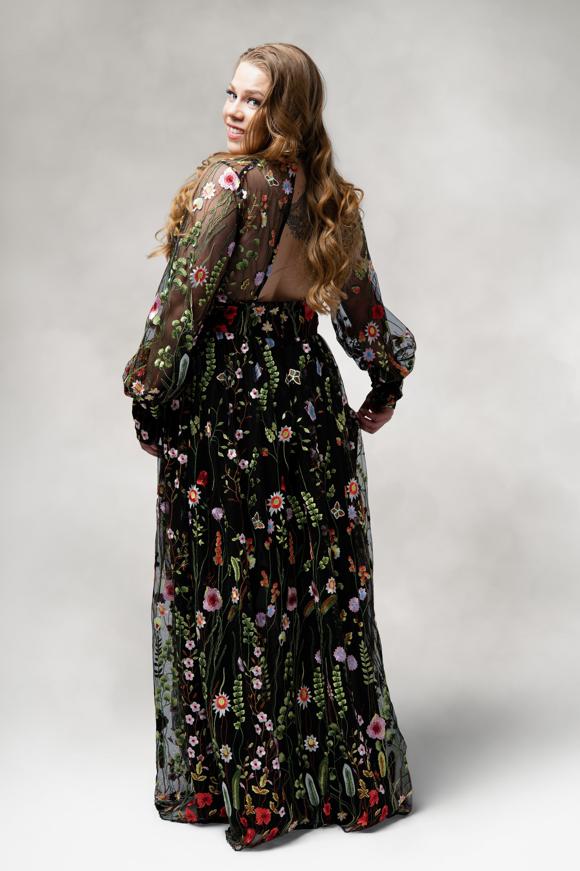 Persephone- Garden Embroidered Floral Gown