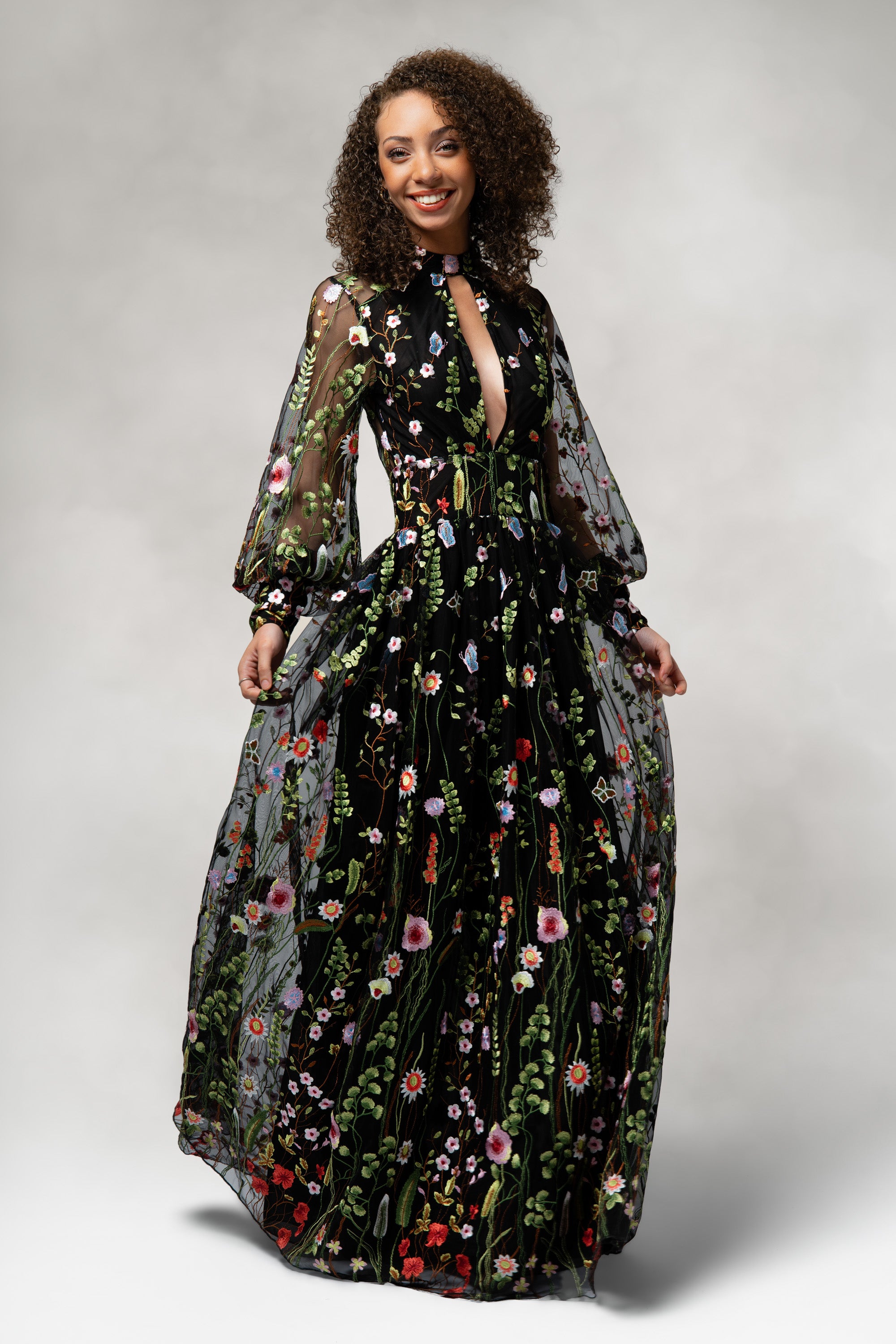 Persephone- Garden Embroidered Floral Gown