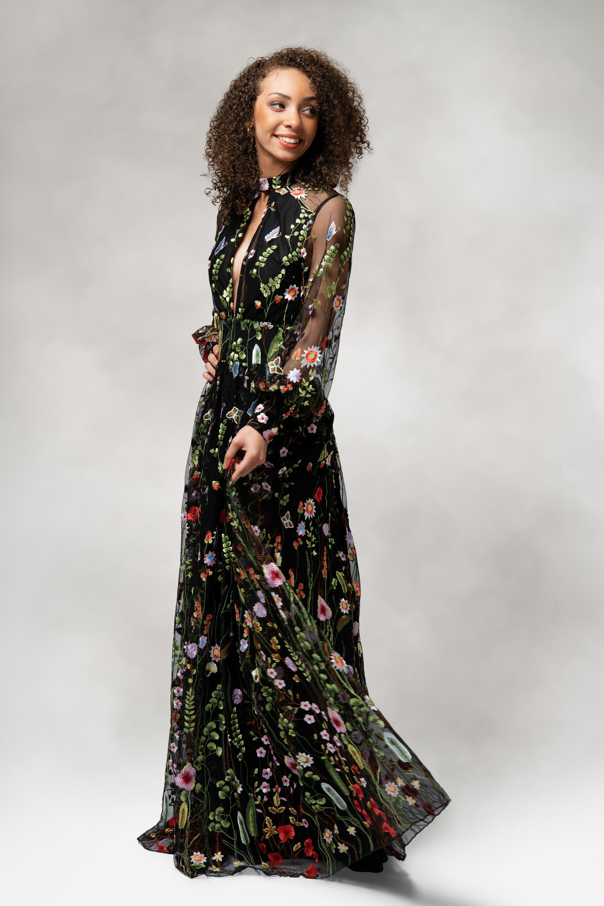 Persephone- Garden Embroidered Floral Gown - 0