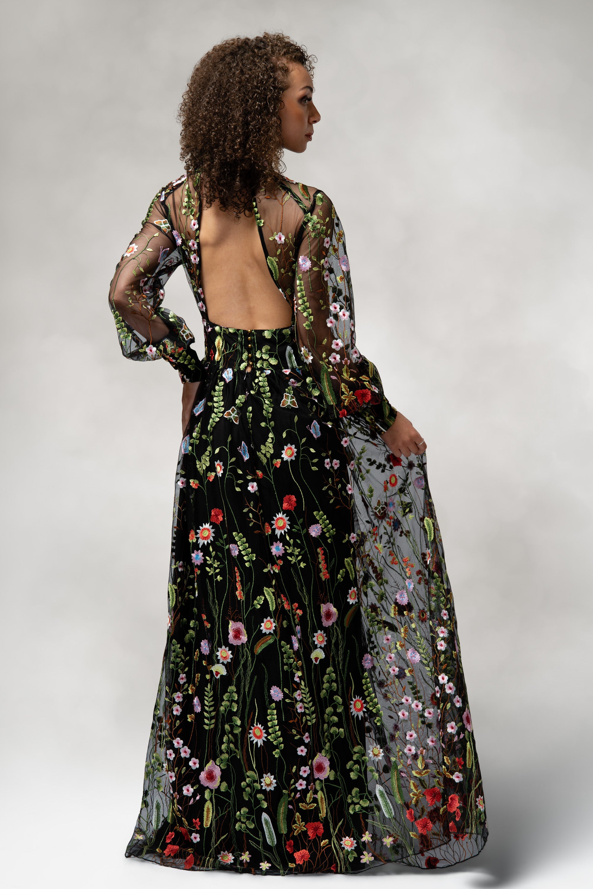 Persephone- Garden Embroidered Floral Gown