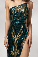 Cypress- One Shoulder Slit Dress in Sequin-19