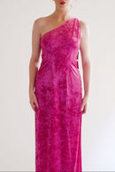 Saphira- One Shoulder Slit Dress in Velvet-14